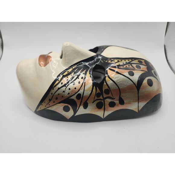 Hand Painted Venetian Butterfly Mask Gold Black Papier Mache Masquerade Wall Art - Picture 6 of 8